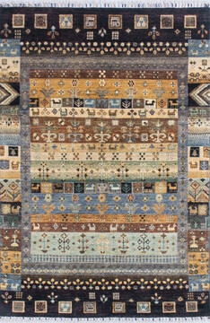 Afghan Chobi Multicolor Rectangle 4x6 ft Wool Carpet 145050