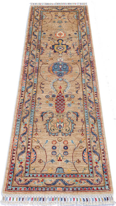 Chobi Beige Runner Hand Knotted 21 X 62 Area Rug 700-145060 Image 1