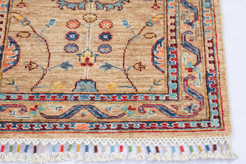Chobi Beige Runner Hand Knotted 21 X 62 Area Rug 700-145060 Image 4