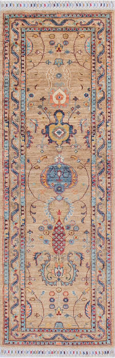 Chobi Beige Runner Hand Knotted 21 X 62 Area Rug 700-145060 Image 0