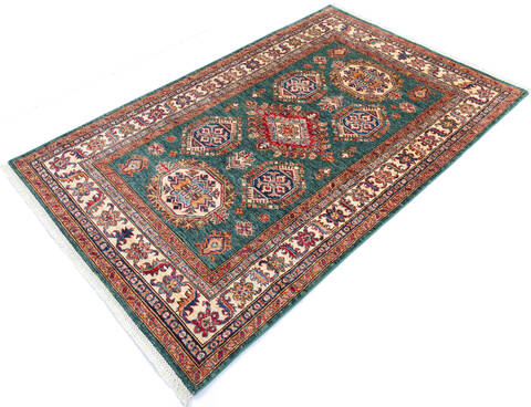 Kazak Green Hand Knotted 40 X 62 Area Rug 700-145062 Image 2