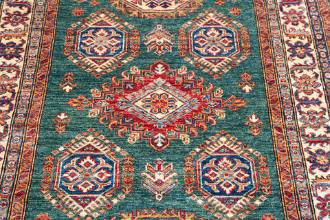 Kazak Green Hand Knotted 40 X 62 Area Rug 700-145062 Image 3