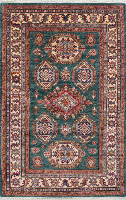 Kazak Green Hand Knotted 40 X 62 Area Rug 700-145062 Image 0