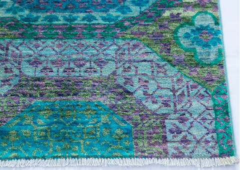 Chobi Green Runner Hand Knotted 26 X 99 Area Rug 700-145067 Image 4