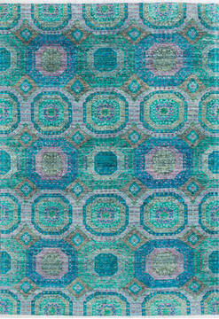 Afghan Chobi Green Rectangle 5x8 ft Wool Carpet 145070