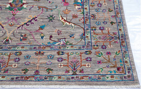 Chobi Grey Hand Knotted 510 X 82 Area Rug 700-145074 Image 4