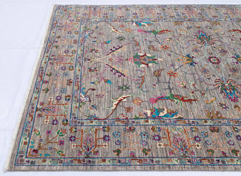 Chobi Grey Hand Knotted 510 X 82 Area Rug 700-145074 Image 5