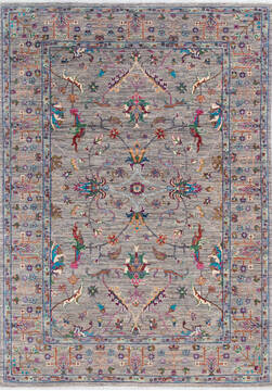 Afghan Chobi Grey Rectangle 5x8 ft Wool Carpet 145074