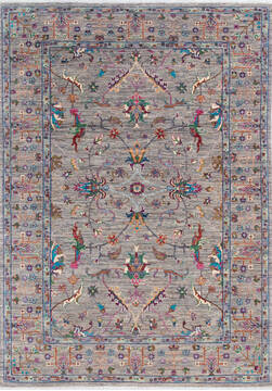 Chobi Grey Hand Knotted 5'10" X 8'2"  Area Rug 700-145074