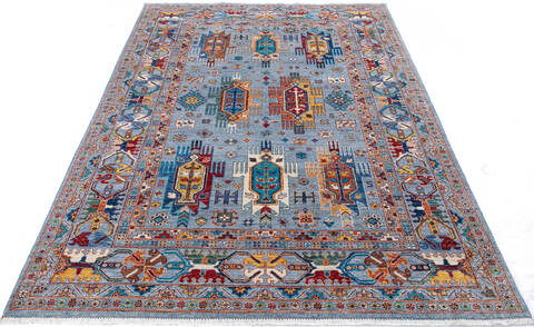 Chobi Blue Hand Knotted 58 X 80 Area Rug 700-145095 Image 1