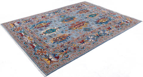 Chobi Blue Hand Knotted 58 X 80 Area Rug 700-145095 Image 2