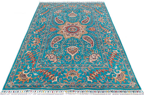 Chobi Blue Hand Knotted 52 X 70 Area Rug 700-145104 Image 1