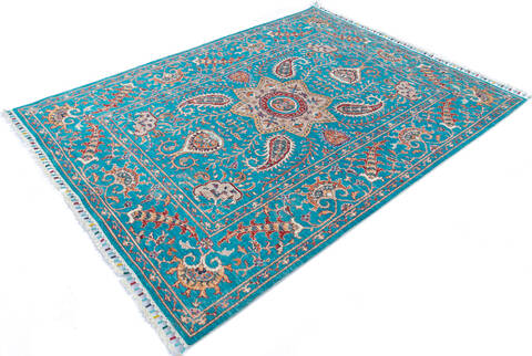 Chobi Blue Hand Knotted 52 X 70 Area Rug 700-145104 Image 2