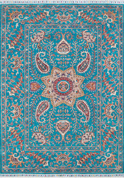 Afghan Chobi Blue Rectangle 5x7 ft Wool Carpet 145104