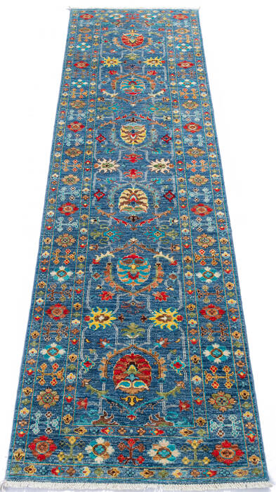 Chobi Blue Runner Hand Knotted 210 X 101 Area Rug 700-145105 Image 1