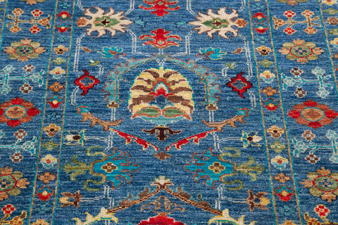 Chobi Blue Runner Hand Knotted 210 X 101 Area Rug 700-145105 Image 3