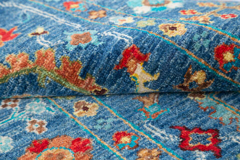 Chobi Blue Runner Hand Knotted 210 X 101 Area Rug 700-145105 Image 6