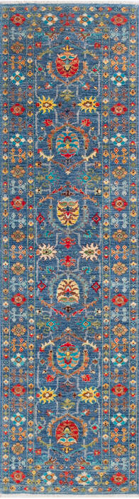 Chobi Blue Runner Hand Knotted 210 X 101 Area Rug 700-145105 Image 0