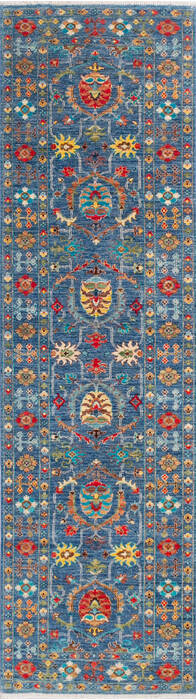 Chobi Blue Runner Hand Knotted 210 X 101 Area Rug 700-145106 Image 0