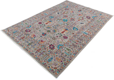 Chobi Grey Hand Knotted 70 X 99 Area Rug 700-145111 Image 2