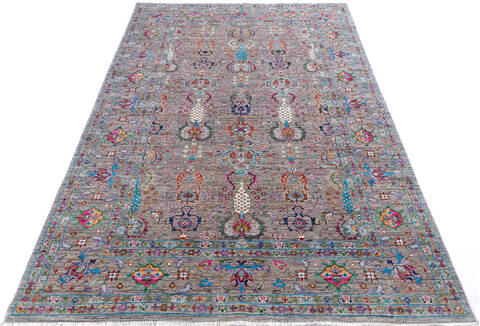 Chobi Grey Hand Knotted 610 X 911 Area Rug 700-145114 Image 1
