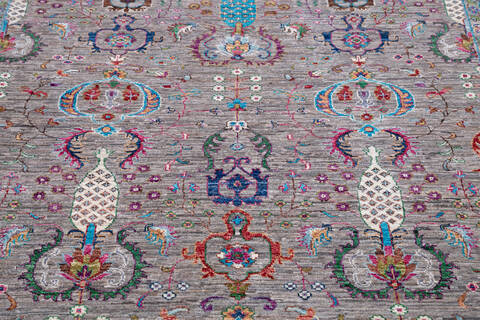 Chobi Grey Hand Knotted 610 X 911 Area Rug 700-145114 Image 3