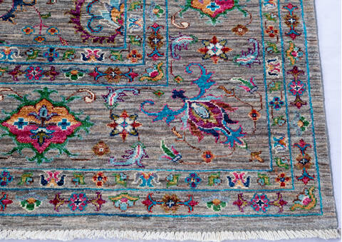 Chobi Grey Hand Knotted 610 X 911 Area Rug 700-145114 Image 4