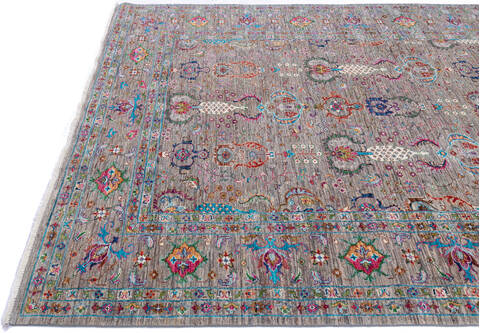 Chobi Grey Hand Knotted 610 X 911 Area Rug 700-145114 Image 5