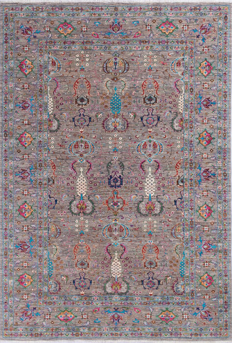Chobi Grey Hand Knotted 610 X 911 Area Rug 700-145114 Image 0