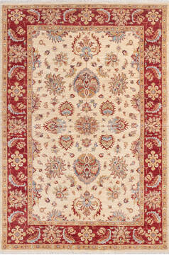 Afghan Chobi Beige Rectangle 5x8 ft Wool Carpet 145115