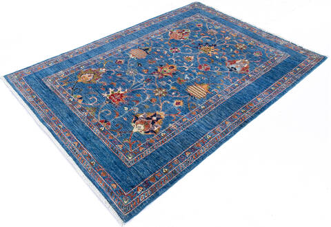 Chobi Blue Hand Knotted 50 X 71 Area Rug 700-145117 Image 2