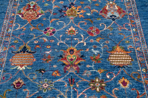 Chobi Blue Hand Knotted 50 X 71 Area Rug 700-145117 Image 3