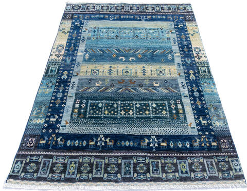 Chobi Blue Hand Knotted 41 X 511 Area Rug 700-145118 Image 1