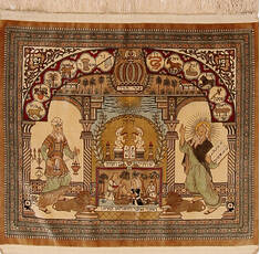 Persian Qum Beige Square 4 ft and Smaller Silk Carpet 145124