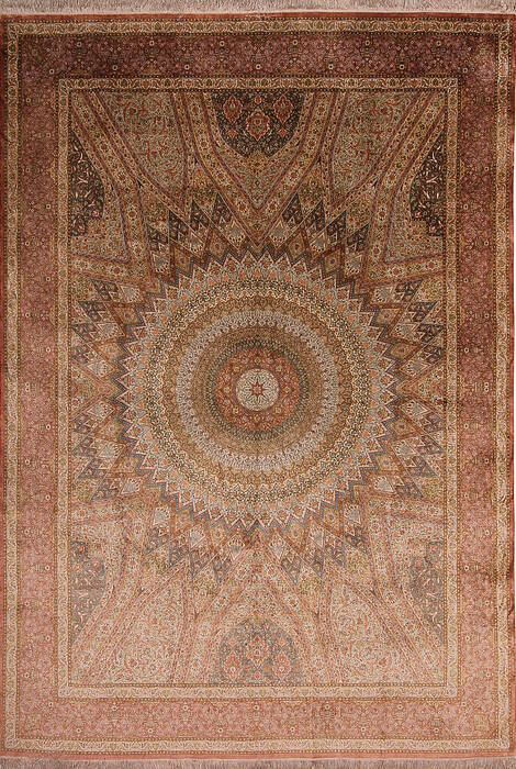 Qum Red Hand Knotted 114 X 80 Area Rug 254-145126 Image 0