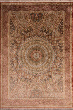 Persian Qum Red Rectangle 8x11 ft Silk Carpet 145126