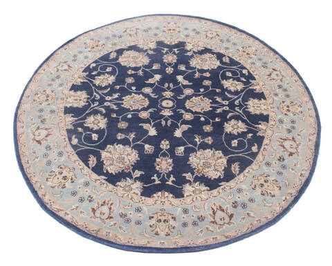 Modern-Contemporary Blue Round Hand Knotted 61 X 61 Area Rug 904-145128 Image 1