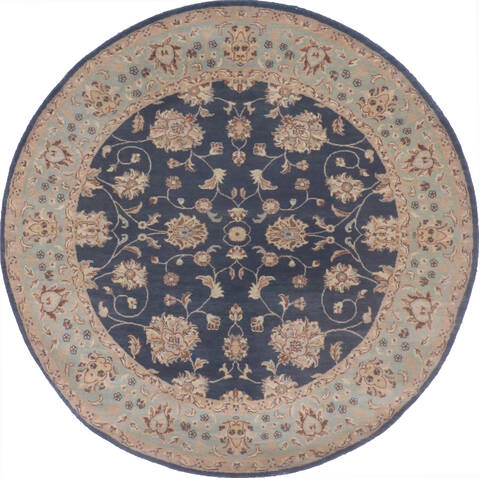 Modern-Contemporary Blue Round Hand Knotted 61 X 61 Area Rug 904-145128 Image 0