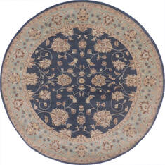 Indian Modern-Contemporary Blue Round 5 to 6 ft Wool and Cotton Carpet 145128