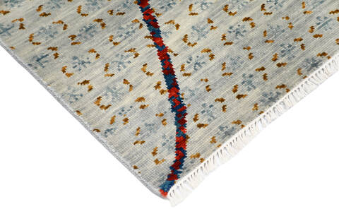 Modern-Contemporary Multicolor Hand Knotted 81 X 103 Area Rug 904-145139 Image 2