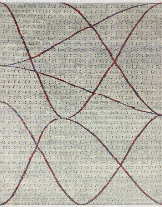 Modern-Contemporary Multicolor Hand Knotted 81 X 103 Area Rug 904-145139 Image 0