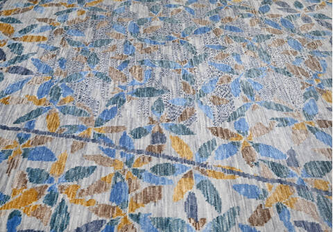 Modern-Contemporary Multicolor Hand Knotted 79 X 99 Area Rug 904-145146 Image 5