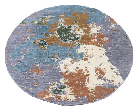Modern-Contemporary Multicolor Round Hand Knotted 710 X 711 Area Rug 904-145152 Image 1