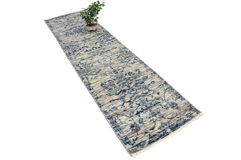 Modern-Contemporary Multicolor Runner Hand Knotted 26 X 101 Area Rug 904-145159 Image 1