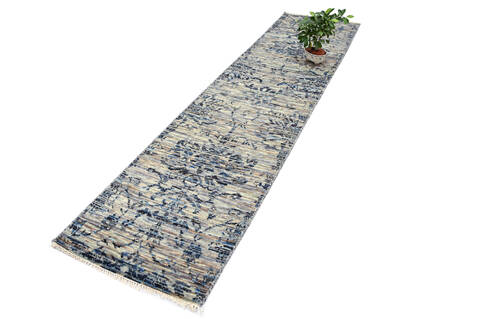 Modern-Contemporary Multicolor Runner Hand Knotted 26 X 101 Area Rug 904-145159 Image 2
