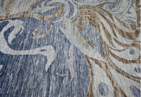 Modern-Contemporary Multicolor Hand Knotted 80 X 106 Area Rug 904-145169 Image 5