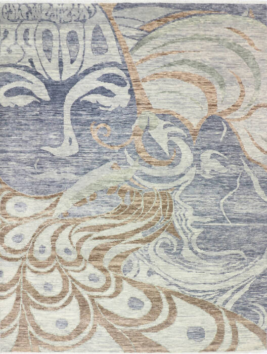 Modern-Contemporary Multicolor Hand Knotted 80 X 106 Area Rug 904-145169 Image 0