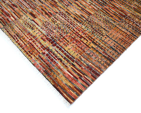 Modern-Contemporary Multicolor Hand Knotted 102 X 142 Area Rug 904-145174 Image 2