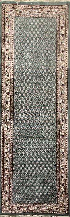 Persian Green Runner Hand Knotted 26 X 120 Area Rug 902-145177 Image 0