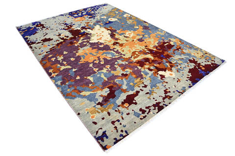 Modern-Contemporary Multicolor Hand Knotted 811 X 123 Area Rug 904-145183 Image 1